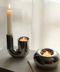 null Shaped Plated Ceramic Candle Holder.