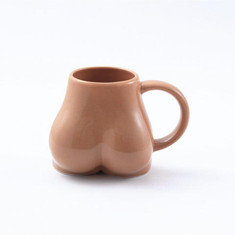 null Plump Buttocks Solid Color Ceramic Mug.