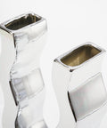Wavy Silver Ceramic Vase - HYPEINDAHOUSE