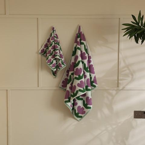 Pink & Purple Floral Bath Towel - HYPEINDAHOUSE