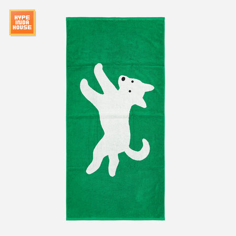 Green & White Puppy Towel