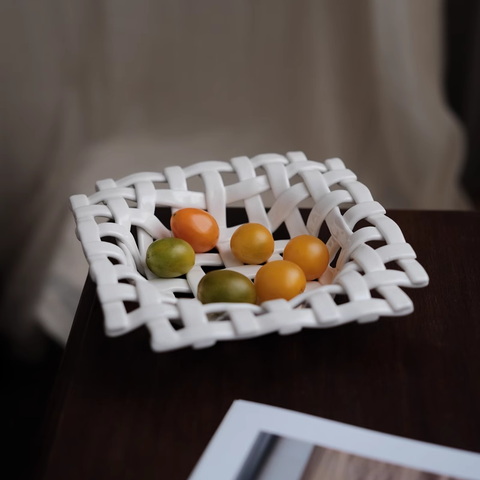 Ceramic Woven Fruit Basket