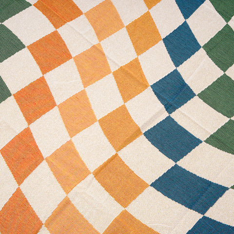 null Colorful Twisted Checkered Woven Throw Blanket.
