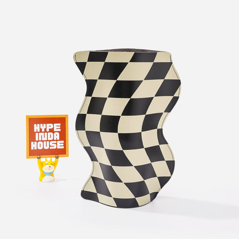 Retro Vibe Checkered Leather Vase