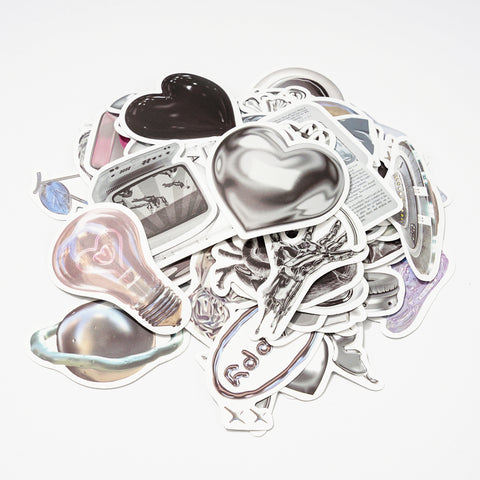 null Silver Aesthetic Sticker Pack.