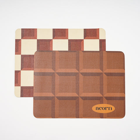 null Tan Checkered Leather Placemat.