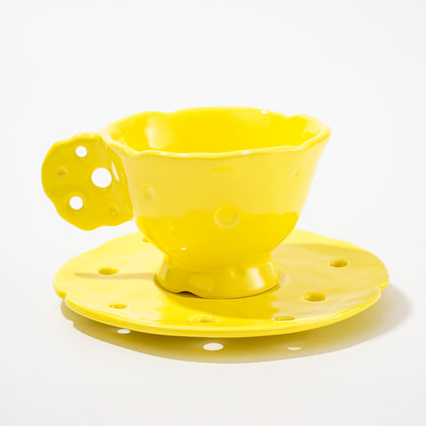 Yellow Cheese Mug & Coaster Set