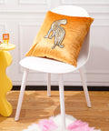 Golden Leopard Embroidery Velvet Orange Pillow - HYPEINDAHOUSE