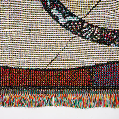 Abstract Art Girl & Cat Woven Throw Blanket - HYPEINDAHOUSE