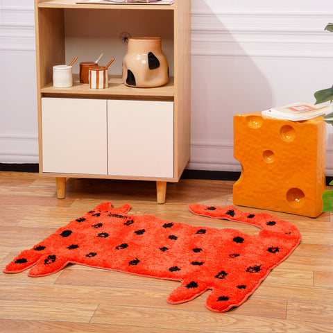 Red Cat Shaped Rug - HYPEINDAHOUSE