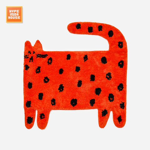 Red Cat Shaped Rug