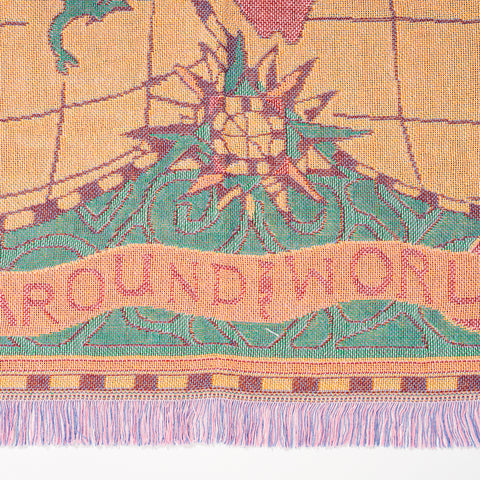 null Vintage Aesthetic World Map Woven Throw Blanket.