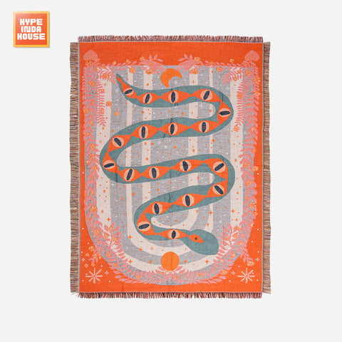 Snake Illustration Woven Throw Blanket