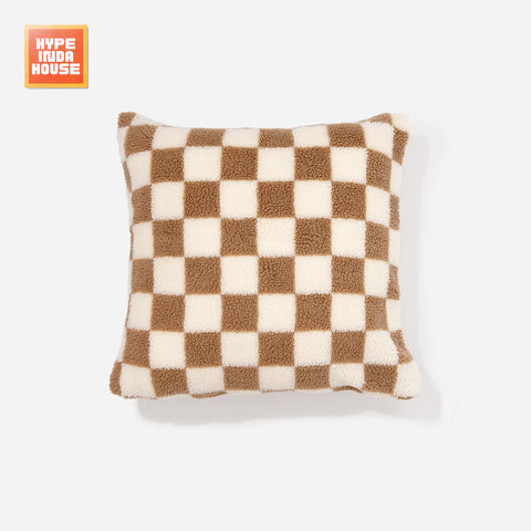 null Retro Vibe Checkered Throw Pillow Cover.