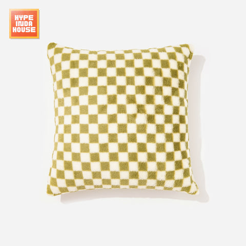 null [2 Color] Faux Fur Checkered Throw Pillow Cover.
