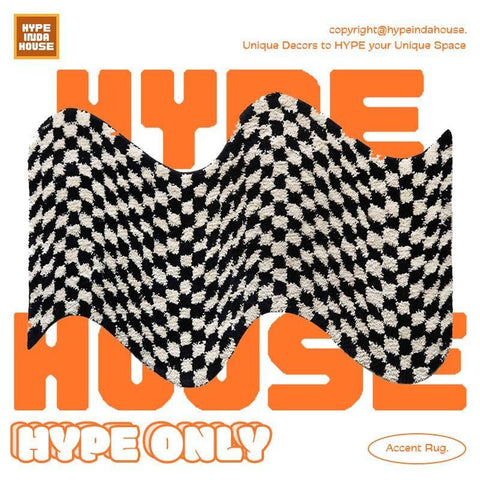 [3 Color] Wavy Checkered Accent Rug - HypeIndaHouse