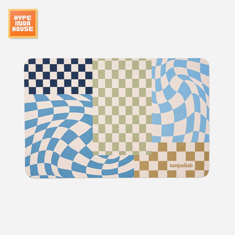 Blue Checkered Collage Bath Mat - HYPEINDAHOUSE