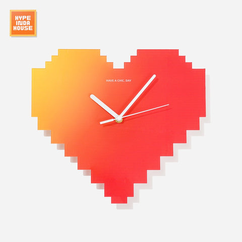 Acrylic Pixel Heart Wall Clock - HYPEINDAHOUSE