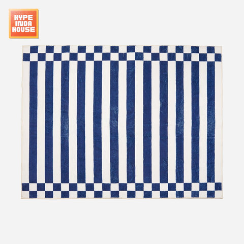 Blue Checkered Stripes Rug - HYPEINDAHOUSE