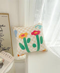 Checkered & Flower Throw Pillow Cover - HYPEINDAHOUSE