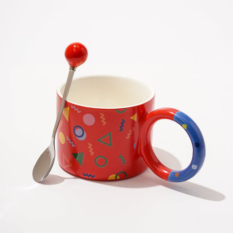 Colorful Vibe Geometry Mug & Spoon Set - HYPEINDAHOUSE