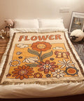 Comic Style Flower Woven Throw Blanket - HYPEINDAHOUSE