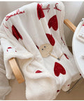 Cute Heart Pattern Sherpa Blanket - HYPEINDAHOUSE