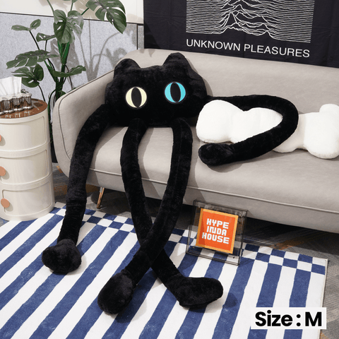 Giant Black Cat Pillow with Long Legs - HYPEINDAHOUSE