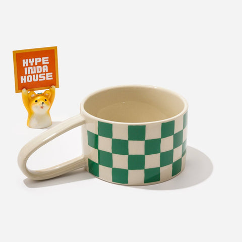 Green Checkered Mug - HYPEINDAHOUSE