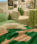Green & Pink Wavy Blanket - HYPEINDAHOUSE