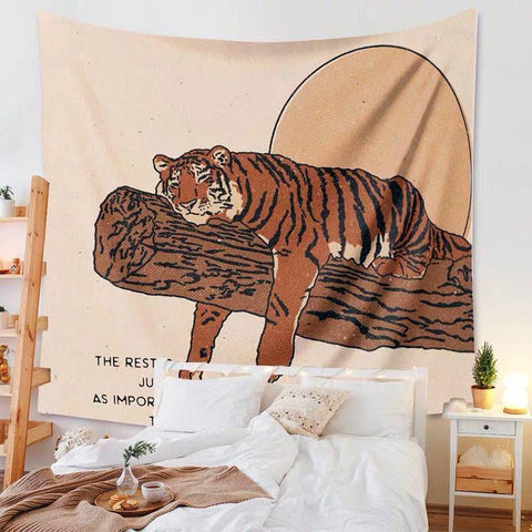 Japanese Style Cozy Tiger Tapestry - HYPEINDAHOUSE