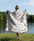 Minimal Aesthetic Maze Woven Throw Blanket - HYPEINDAHOUSE