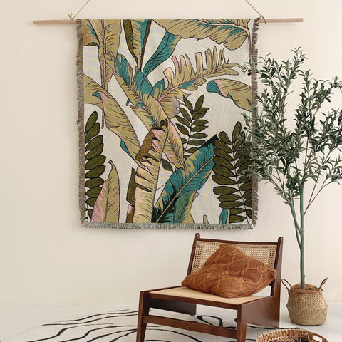 Palm Leaf Woven Throw Blanket - HYPEINDAHOUSE