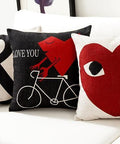 Red Heart Design Throw Pillow Cover - HypeIndaHouse
