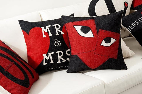 Red Heart Design Throw Pillow Cover - HypeIndaHouse