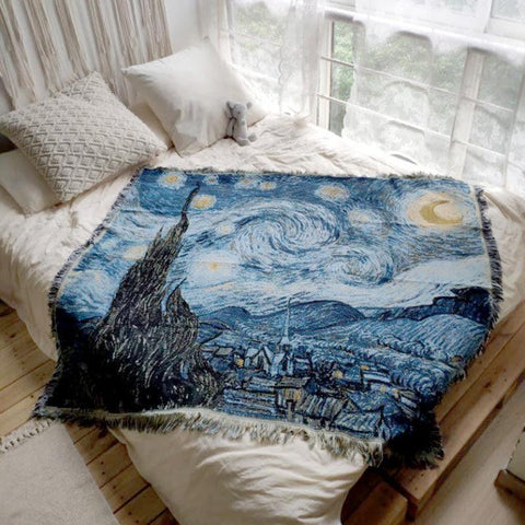 Van Gogh Starry Night Woven Throw Blanket - HypeIndaHouse